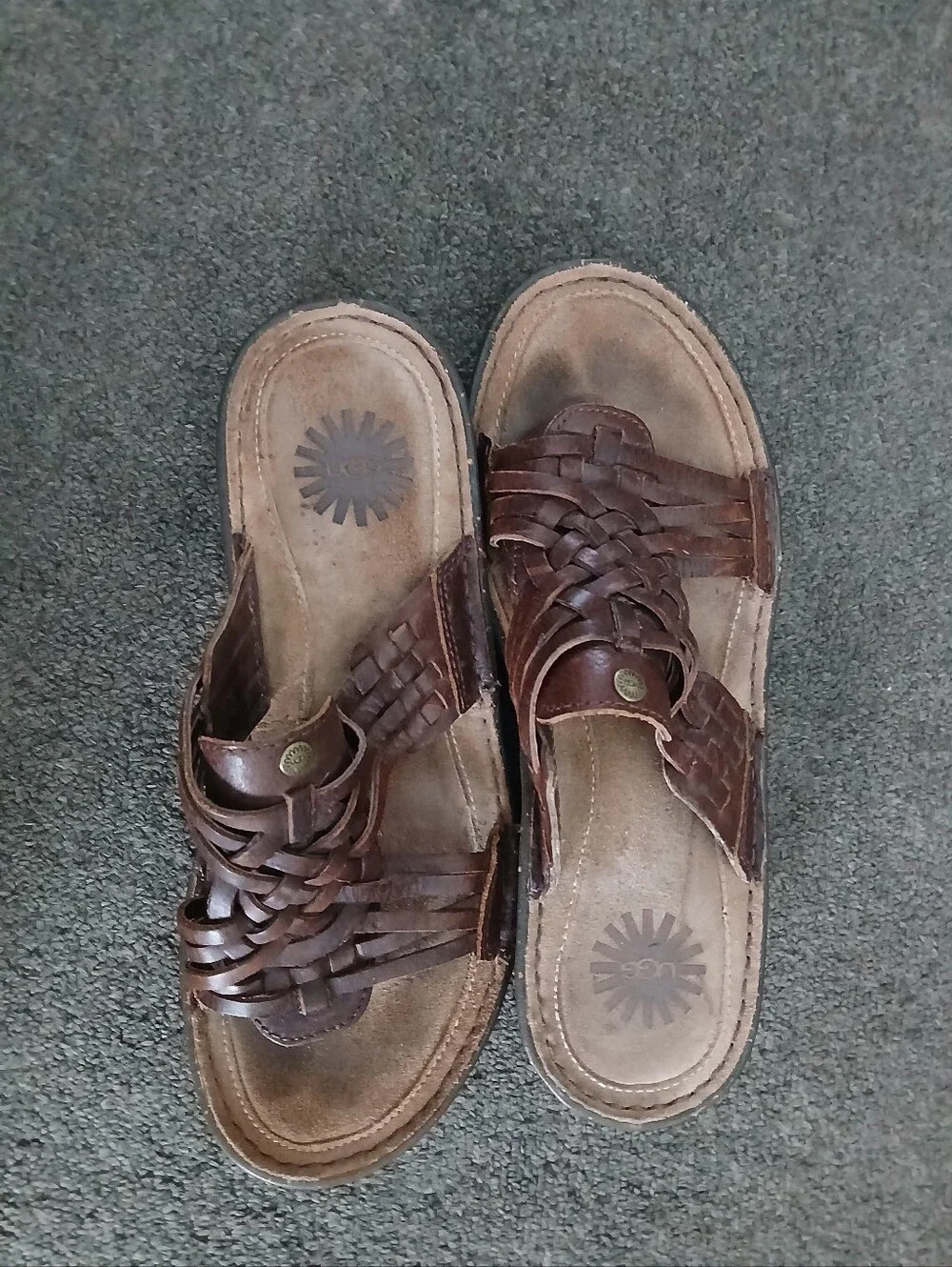 UGG Sandal Womens 8 Brown Keala Weaved Open Toe Slip On Casual Leather 1006539